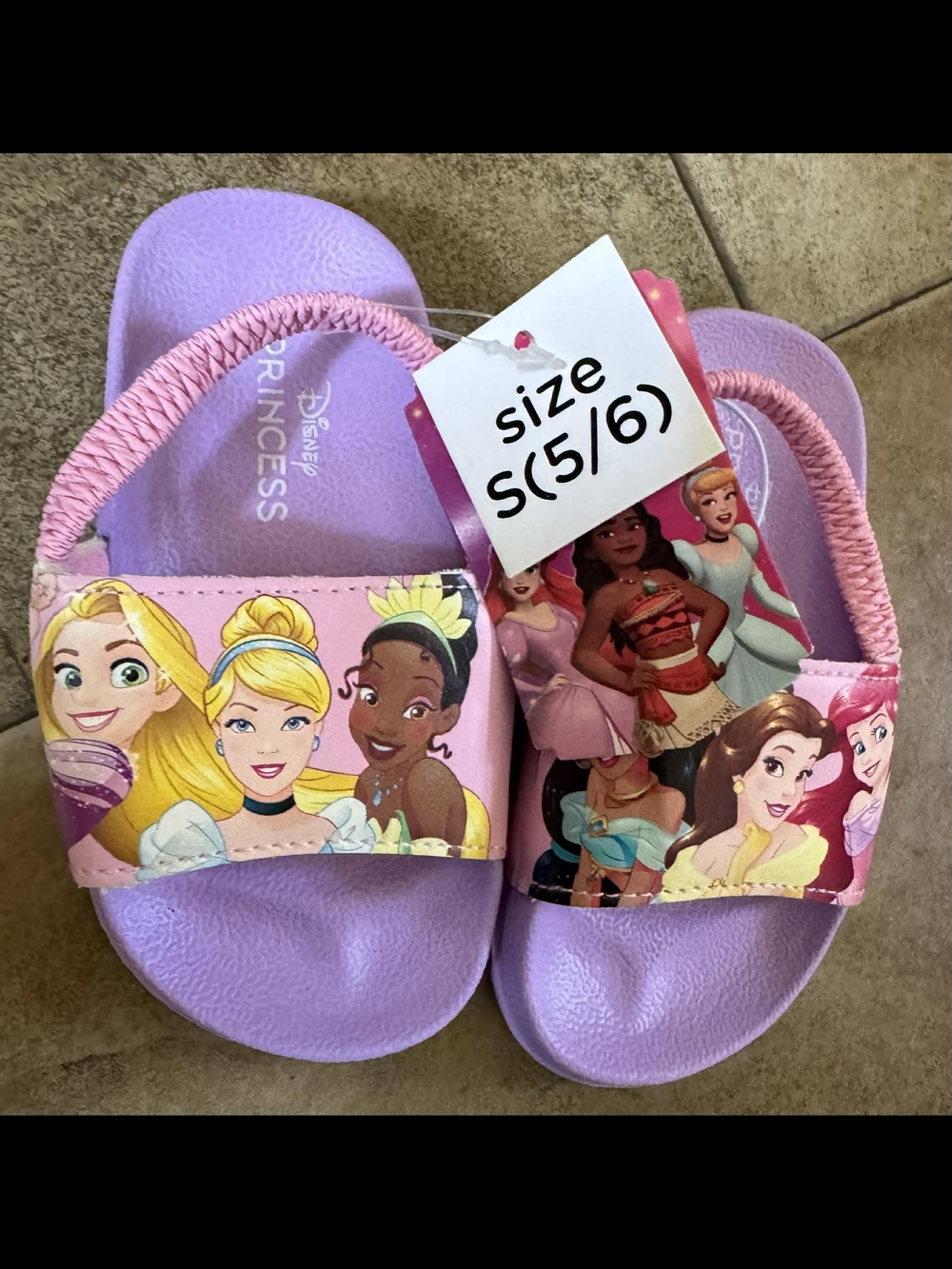 Disney Princess Lavender Slide Sandals with Pink Detail